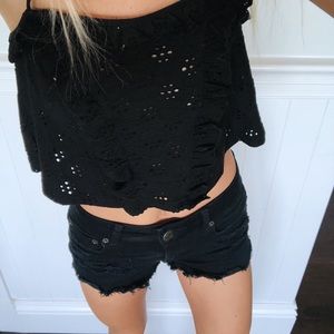 Black American Eagle ripped shorts